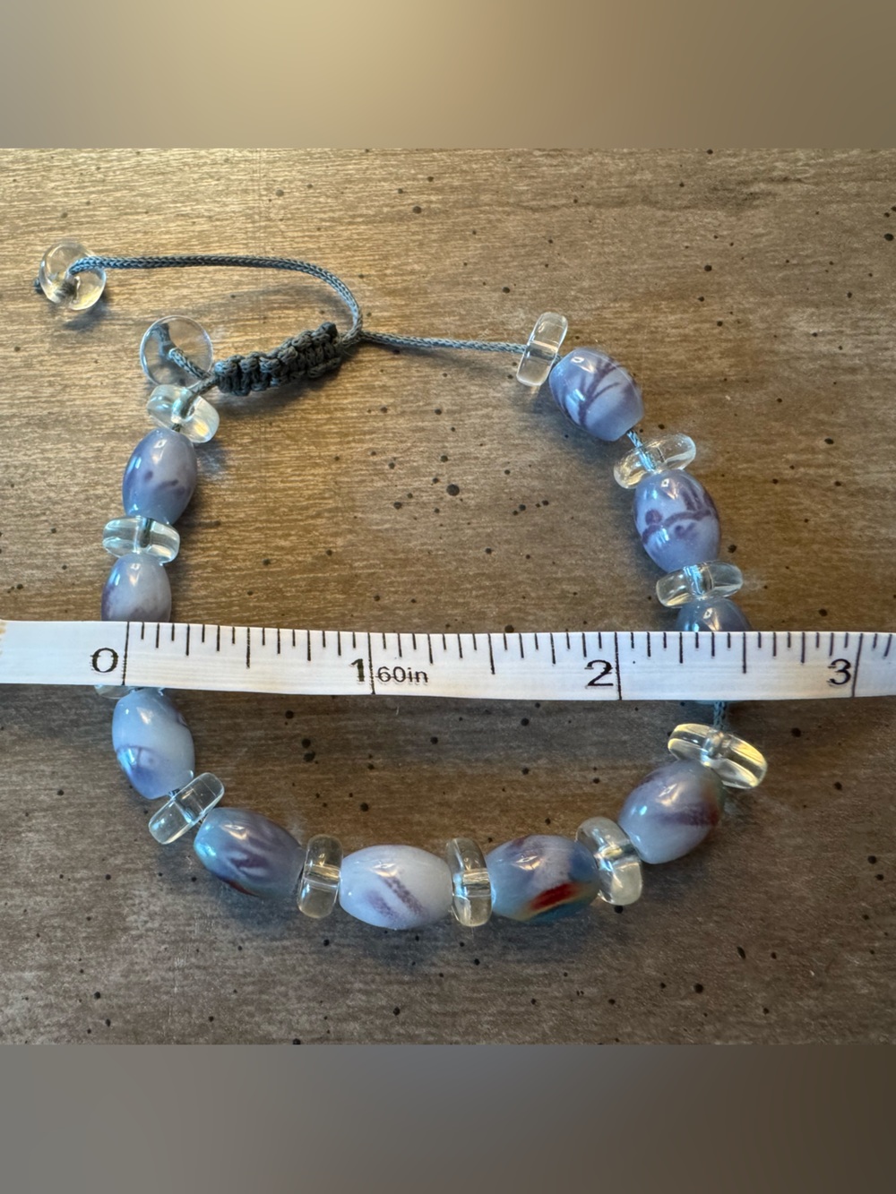 Gray and Purple Beaded Adjustable Bracelet - Picture 3 of 4